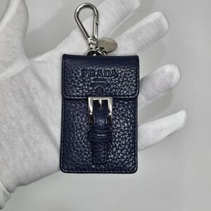 Prada Navy Blue Leather Key Holder